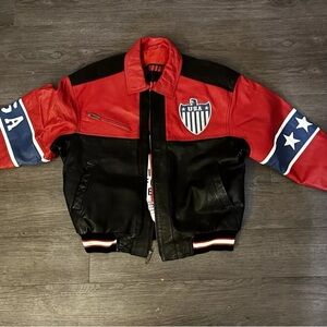 USA Red and Black Leather Jacket